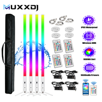 Lot de 4 lampes de scène portables à tube 360° avec batterie rechargeable, contrôle sans fil par application et DMX, RGBWA, pour mariage, église, DJ