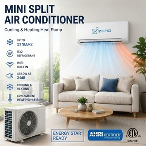 Mini Split, Aire Acondicionado con Bomba de Calor, SEER2 23 R32, Control Inteligente por WiFi, Silencioso 24dB, Baja Temperatura Ambiente -13F, Compatible con Energy Star, Alta Eficiencia - Product Image 1