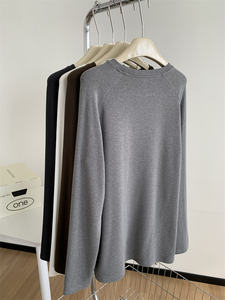 Blusa <span class=keywords><strong>de</strong></span> <span class=keywords><strong>Moda</strong></span> Casual <span class=keywords><strong>de</strong></span> Manga Larga con Cuello Redondo <span class=keywords><strong>de</strong></span> Punto en 4 Colores Sólidos para Mujer - Product Image 4