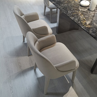 Chaise de salle à manger moderne et luxueuse en bois avec revêtement en velours, fauteuil bleu pour hôtel, villa, restaurant, mobilier