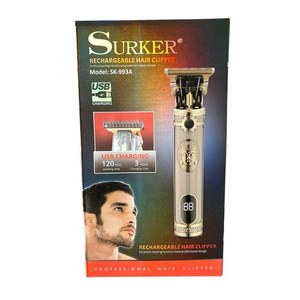 Tondeuse à cheveux rechargeable en acier inoxydable de qualité professionnelle avec écran LCD et chargement USB pour usage domestique - Product Image 1