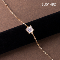 Bracelet en argent sterling S925 avec moissanite 0,5 carat, serti clos ovale, plaqué or 18 carats, chaîne à perles empilable, bijoux pour femmes