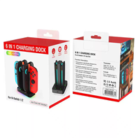 Stasiun Pengisi Daya Magnetik 6-in-1 untuk Pengisi Daya NDS Switch 1/2 Joy con, Dudukan Pengontrol Switch 1/2 Joycon, Dock Pengisian Cepat
