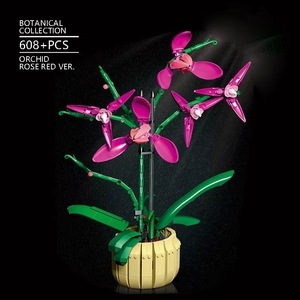 DK3007-3010 Orchideen-Blumen im Topf, Sukkulenten-Bouquet, Botanische Dekoration, DIY Bausteine Spielzeug-Sets - Product Image 5