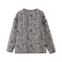 Manteau d'hiver chic et décontracté pour femme, nouvelle collection 2026, col rond, imprimé léopard, style rétro, manches longues.