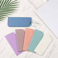 Étui à lunettes fin en cuir PU mat avec ouverture fixe pour café, bureau, lunettes de vue, logo personnalisé, taille sur mesure, vente en gros d'étuis à lunettes
