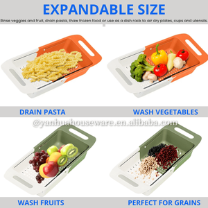 Panier extensible Rack Fruits Légumes Nouilles Pâtes Alimentaire Panier De Vidange Économiseur D'espace Portable Égouttoir Évier Passoire Passoire - Product Image 6