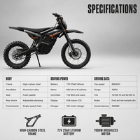 Moto électrique tout-terrain 72V 7000W de pointe, batterie lithium 25Ah, vitesse maximale 80 km/h, moteur central