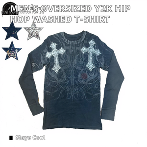 Men's Oversized Loose Harajuku Y2K Hip Hop Solid Blank T-<b>Shirt</b> Water Washed Retro Short Sleeve Neck <b>Gothic</b> Streetwear Couples - Product Image 2