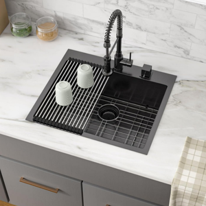 Black Drop In Gunmetal Black RV Lavandería Utilidad Montaje superior Calibre <span class=keywords><strong>16</strong></span> Acero inoxidable Tazón único Fregadero de cocina pequeño profundo - Product Image 6