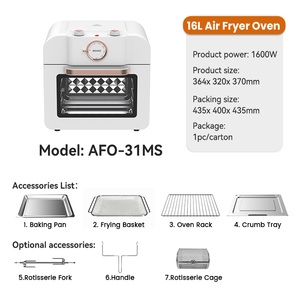 Oven Penggorengan Udara Listrik 16L OEM/ODM, Oven Uap, Mesin All-in-one Penggorengan Udara Uap, Pemanggang Roti & Oven Pizza, Kustomisasi Jumlah Kecil - Product Image 4