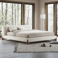 Vente directe d'usine de lit en tissu d'agneau en bois massif de style nordique meubles de chambre à coucher italien de luxe moderne ensemble de lit King Size