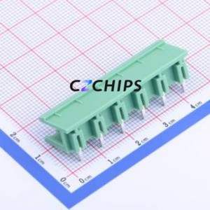 KF2EDGR-7.5-6P Plug-in Terminal Block Bent Lead Through Hole,P=7.5mm Connector Board-to-Board / Socket - Open 1x6P 7.5mm Green - Product Image 2