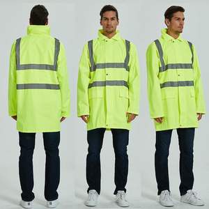 2025 personnalisé ANSI imperméable léger haute visibilité vêtements de travail réfléchissant argent veste de sécurité avec LED Flash veste de pluie-jaune-XL - Product Image 5