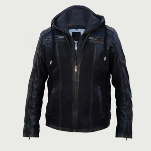 Men's Warm Genuine Leather Hooded Thick Winter Jackets with Polyester-Filled Lining - Product Image 1