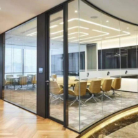 Partition de salle en aluminium, 22mm, OEM, verre de bureau