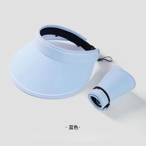 Chapeau de soleil à large bord pliable, protection UV, respirant, pour femmes, été, cyclisme en plein air, bleu - Product Image 1