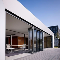 Porte pliante extérieure moderne en aluminium à rupture de pont thermique, double vitrage, réduction du bruit, garantie 5 ans, pour villa, chambre et salle de bain
