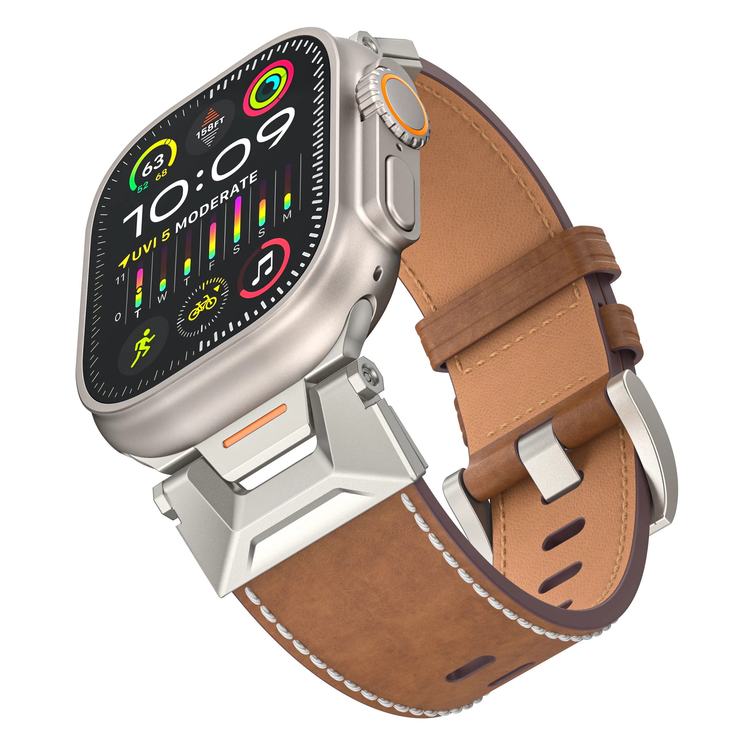 Eraysun Crazy HorseสายหนังวินเทจสําหรับApple Watch Ultra MensหนังวงIนาฬิกาซีรีส์ 41/45/49 มม.นาฬิกาแท้