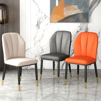 Chaises de salle à manger de luxe modernes en cuir et velours, design nordique, en métal doré, pour restaurant, ensemble de 4 ou 6 chaises pour table de salle.