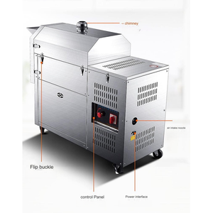 Machine à torréfier le café à grande échelle 50 kg, industrielle, en acier inoxydable, électrique et à gaz, pour soja, maïs, noix, arachides, amandes, sésame - Product Image 5