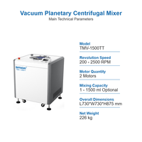 Mélangeur sous vide de production pilote 1500g, machine de mélange et de dégazage à double cuve sans contact SMIDA TMV-1500TT, personnalisation OEM