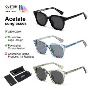 نظارات شمسية عتيقة الطراز من مادة تي آر 90، نظارات فاخرة من الأسيتات، نظارات شمسية مستقطبة للرجال بشعار وحماية من الأشعة فوق البنفسجية 400، نظارات شمسية مربعة للنساء - Product Image 1