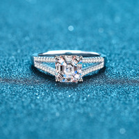 Bague de mariage personnalisable de luxe en argent 925, avec moissanite exquise de 2 carats couleur D, taille émeraude carrée, à plusieurs couches