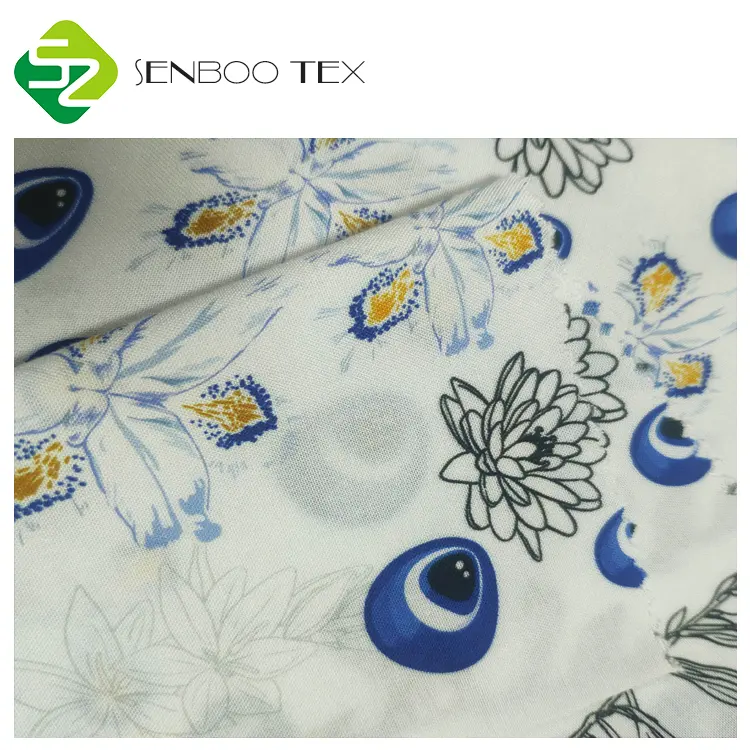 Environmental printed 125 gsm 100% bamboo woven poplin fabric for dress skirt