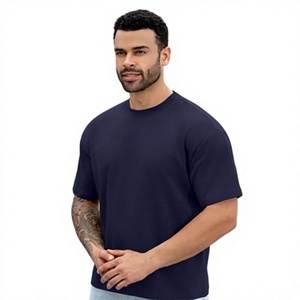Camiseta de Manga Corta Azul Marino para Hombre, Corte Regular, Cuello Redondo Informal, Algodón Jersey, Color Sólido, Diseño Liso, Beazer Sports 220g - Product Image 2