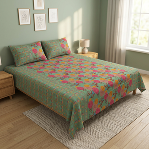 Exclusive Discharge Printed <b>Bedding</b> Set <b>Quilt</b> Bedspread Pillow Covers Floral <b>Bedding</b> Set Size for Bedroom - Product Image 3