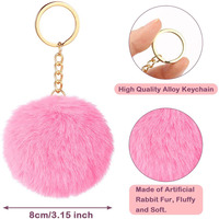 Porte-clés boule bouffante en peluche pelucheux multicolore personnalisé Porte-clés pompons en forme de cœur