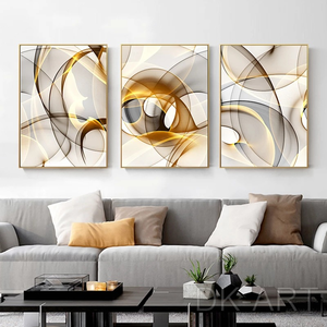 Póster y Lienzo de Arte Abstracto Línea Dorada, Minimalismo Nórdico, <span class=keywords><strong>Cuadro</strong></span> Moderno para Decoración de Pared de Sala de Estar y Hogar - Product Image 1