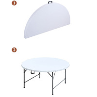 Table de banquet pliante ronde moderne en plastique HDPE robuste de 1,5 m (5 pi) pour 10 personnes, idéale pour les événements extérieurs et les mariages