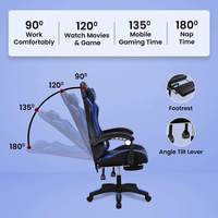 Chaise de bureau gamer de haute qualité, chaise de bureau à dossier haut avec repose-pieds, chaise de jeu ergonomique