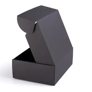 Keluaran baru kotak kertas hitam lipat kotak perhiasan bergelombang mailer kemasan kotak kertas pengiriman