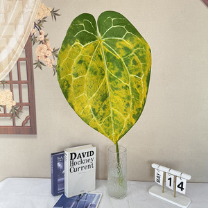 Feuilles artificielles de Monstera Meiyu Craft Flower Factory, 30cm-100cm, branche, décoration de mariage et de maison, rayures vertes, jaunes et blanches - Product Image 3