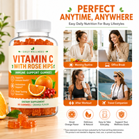 Vitamin C Gummies Label Pribadi OEM dengan Rose Hips 60 tablet, Suplemen Diet Antioksidan Pendukung Imunitas untuk Dewasa