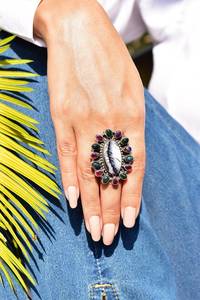 Handmade White Buffalo Aurora Opal Sterling Silver <b>Adjustable</b> <b>Ring</b> Natural Gemstone Jewelry for Women Wholesale - Product Image 6
