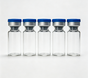 Flacon en verre transparent avec bouchon à sertir composite bleu et argenté, kit d'échantillons cosmétiques à plat, simple ou multi-pièces - Product Image 1