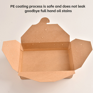 Fiambreras rectangulares de papel <span class=keywords><strong>Kraft</strong></span> desechables personalizadas del fabricante para opciones de embalaje de ensalada y pollo frito - Product Image 4