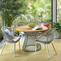 Conjunto de sofás trenzados de aleación de aluminio para exteriores, conjunto de muebles de jardín y villa con cuerda, mesas y sillas