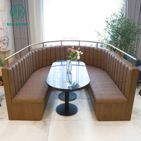 Luxueux Pizza Café Thé Boutique Meubles personnalisés Utilisation commerciale Canapé en cuir demi-cercle brun Sièges Cabines de restaurant