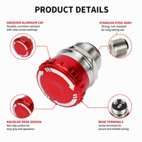 Bouton poussoir d'arrêt d'urgence à corps court de 19 mm, IP65, en acier inoxydable, 1NO1NC, pour panneaux de commande industriels