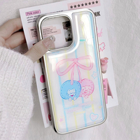 Coque de téléphone en résine époxy de dessin animé pour iphone16 16pro/PM 15 15promax/14Promax/14pro 14/13 13pro 12 11 coque à bords argentés galvanisés