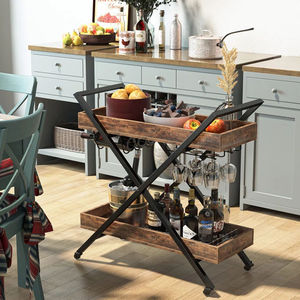 Chariot de service multifonctionnel, style industriel rétro, chariot mobile, étagère de rangement multifonctionnelle pour usage domestique - Product Image 4