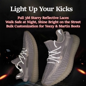 Lacets réfléchissants personnalisés de 5 mm, ronds, 3M, effet ciel étoilé, pour <span class=keywords><strong>Yeezy</strong></span> <span class=keywords><strong>350</strong></span> 500, bottes Martin, remplacement de lacets de baskets, en gros - Product Image 5