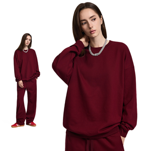 Felpa con Cappuccio e Maglione Oversize Unisex, Girocollo, Misto Cotone-Poliestere, Pile Francese, Tinta Unita - Product Image 5