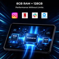 Tablette robuste Android 8,68 pouces avec GPS pour l'extérieur, charge rapide 33W, étanche IP68, batterie 8000mAh, autonomie de 11 heures, 8 Go de RAM, 128 Go de stockage