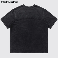 Camiseta Oversize de Algodón 100% Pesado con Efecto Desgastado y Lavado Ácido para Hombre, con Paneles y Costuras Contratintadas